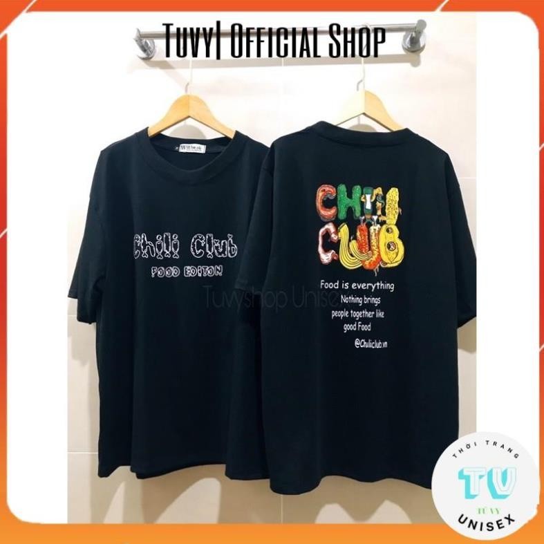 Áo phông nữ TUVYSHOP Áo thun cotton hút mồ hôi Chill club dáng rộng đen 3 size M L XL