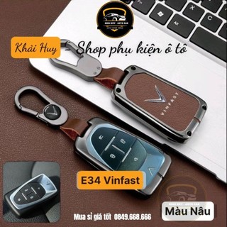 Ốp chìa khóa xe điện vinfast vf8,vf9 vfe34,e34,vfe34 chất liệu hợp kim mặt trong suốt lưng da bò dập logo vinfast