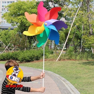 [80cm] Chong chóng nhựa 7 cánh cán gỗ - chong chóng 7 màu cầu vồng - đồ chơi cho bé