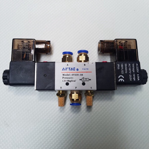 Sale van điện từ khí nén 5/2 4V220-08 AIRTAC kèm phụ kiện ống 8mm