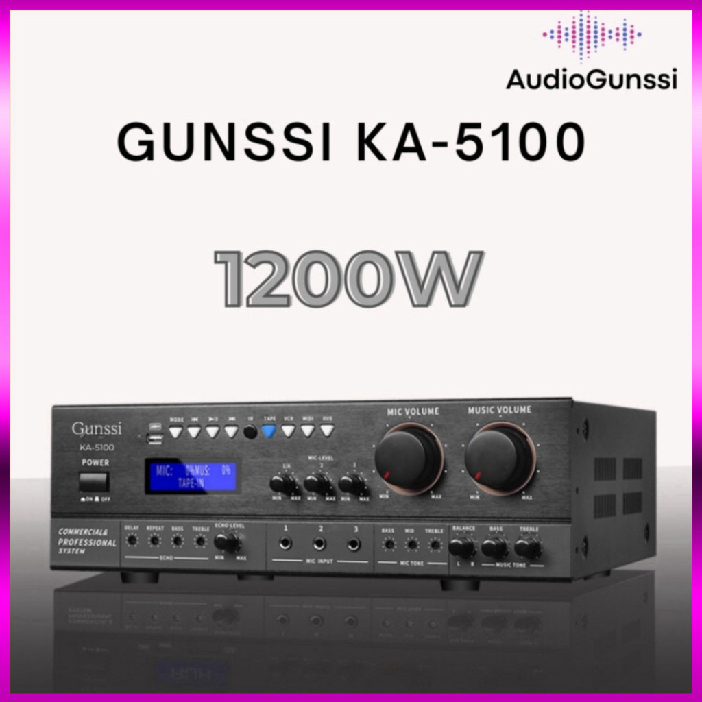 Đẩy công suất liền vang Gunssi KA-5100, amply karaoke bluetooth công suất lớn 1200W, nguồn xuyến to, âm ly karaoke - sal