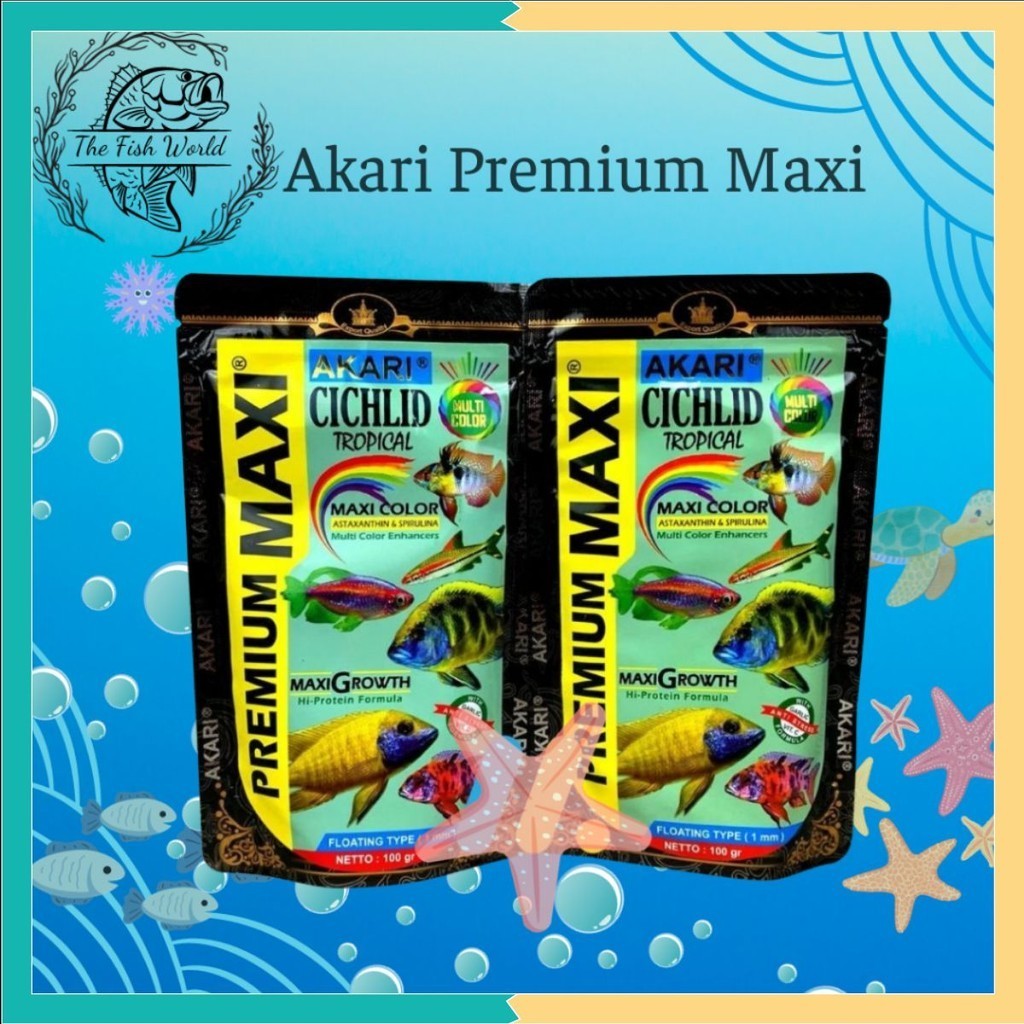 Cám Cá Lóc AKARI Premium Maxi- Red- Yellow- Blue 1mm, Hỗ trợ tăng màu cho dòng lạnh