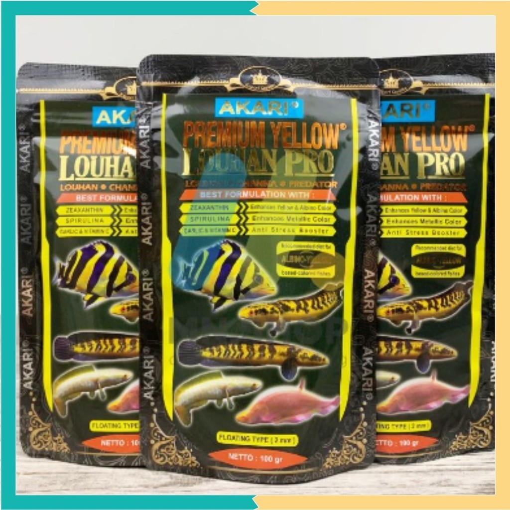Cám cá lóc Akari Premium Yellow Louhan pro cám cá lên màu rất đẹp dành cho các loại cá cảnh
