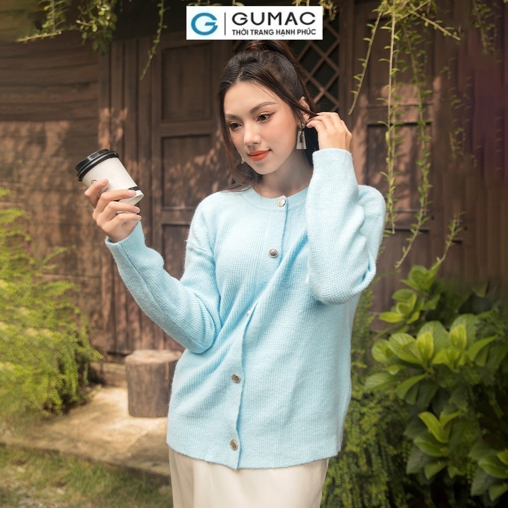 Áo khoác len cổ tròn AD11048 thời trang GUMAC