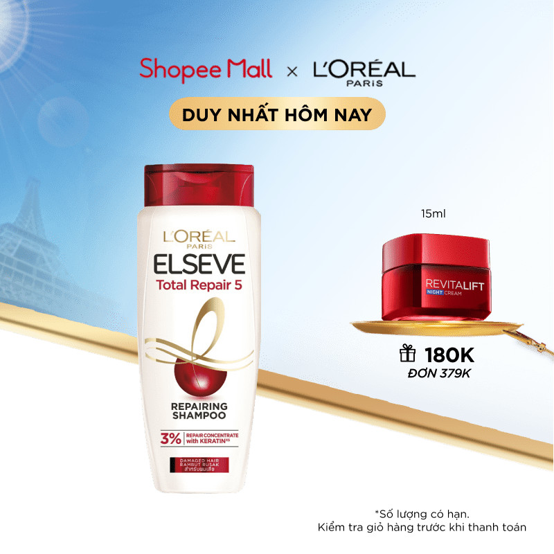 Dầu Gội Giúp Phục Hồi Tóc Hư Tổn L'oreal Paris Elseve Total 5 Filler Repairing 280ml/620ml