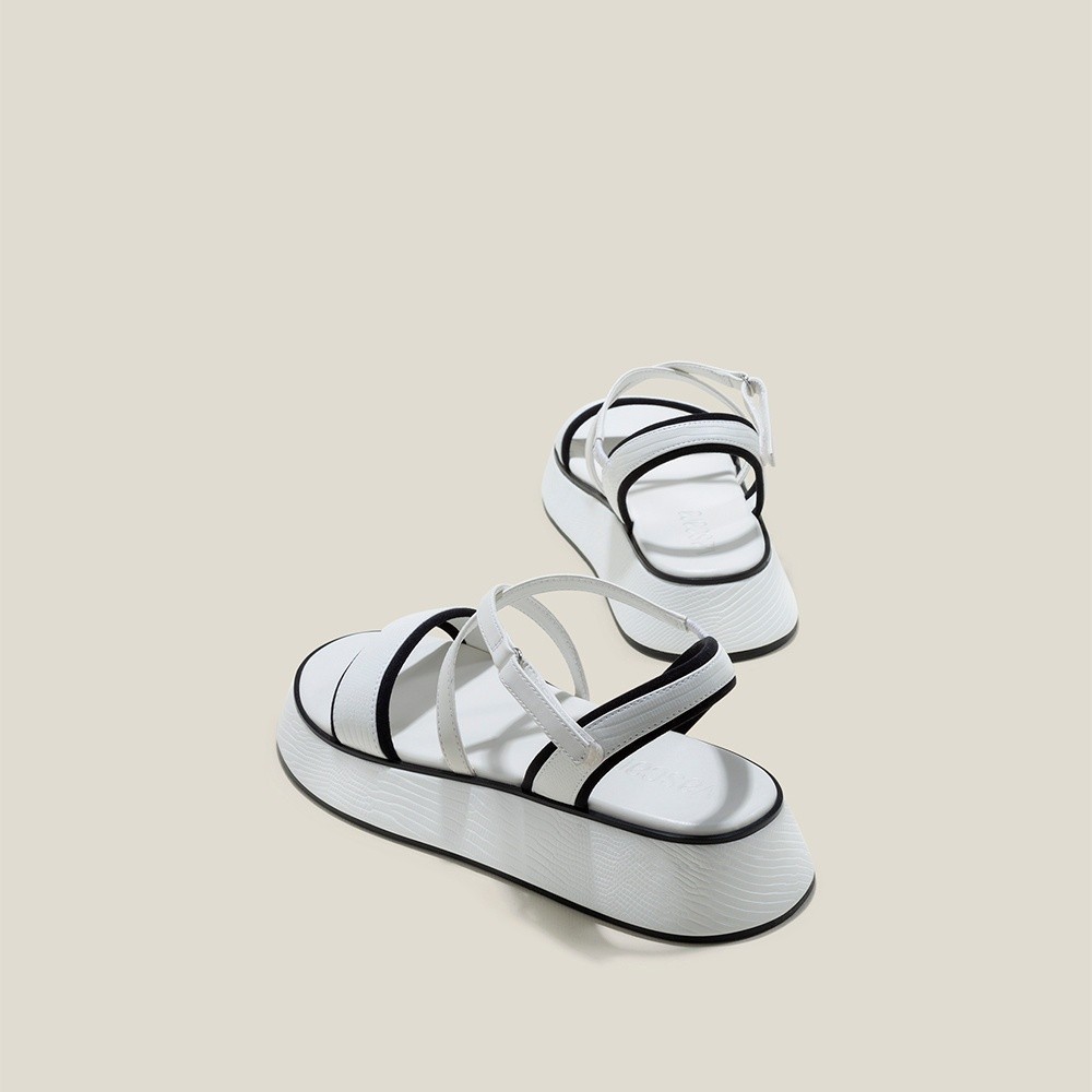 Vascara Giày Sandal Đế Chunky Phối Vân Da Kỳ Đà - SDK 0339