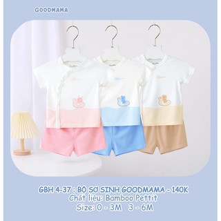 Bộ sơ sinh goodmama sợi tre mềm cho bé ( Size 0-6 tháng)