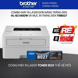 Combo máy in laser đơn năng trắng đen hl-b2180dw + mực in trắng đen tnb027