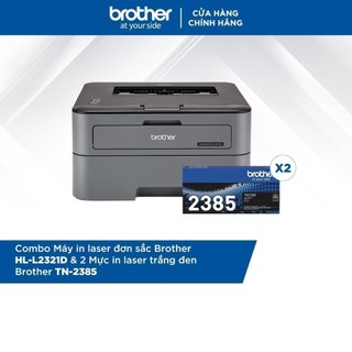 Combo Máy in laser đơn sắc Brother HL-L2321D và 2 Mực in laser trắng đen Brother TN-2385