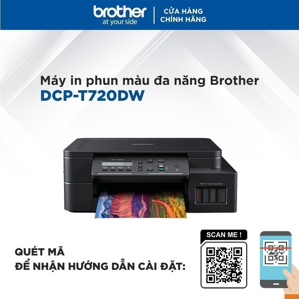Combo Máy in phun màu đa năng Brother DCP-T720DW và Bộ mực in phun Brother (BT-D60BK + BT5000C/M/Y)