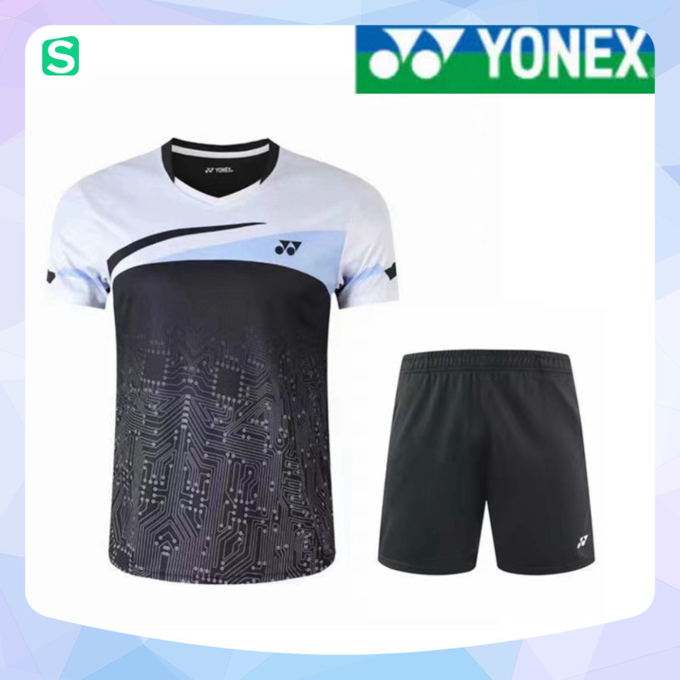 Xả 2024 Yonex cầu lông quần áo nhanh khô thoáng khí thể thao quần áo bóng bàn quần áo nam nữ cặp đôi quần áo thi đấu - M