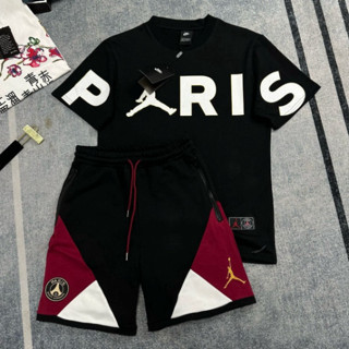  Áo Phông Paris Chất Cotton In 5 D Logo Thêu  - Bộ Quần Áo Cộc Jor Đan Chất Liệu Loly Cá Sấu Thoáng Mát Xu Hướng Hè 2024 