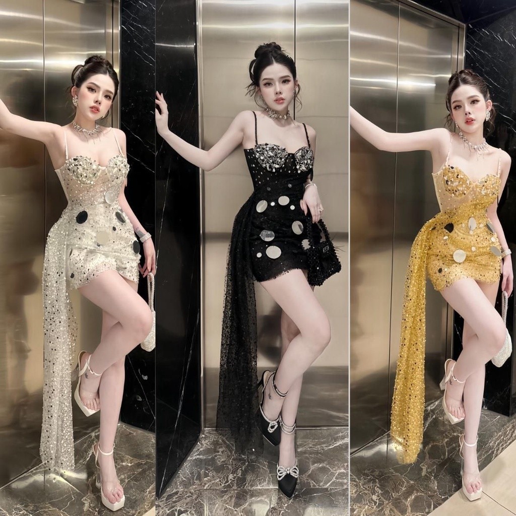 Đầm 2 dây kim sa sang chảnh nhà KT Clothing