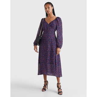 Tommy hilfiger - đầm nữ tay dài floral chiffon wrap dress ls ww0ww36663
