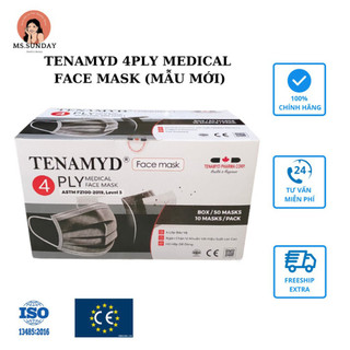 Khẩu trang Y Tế 4 lớp màu đen TENAMYD FACE MASK- Đạt chuẩn TYPE IIR