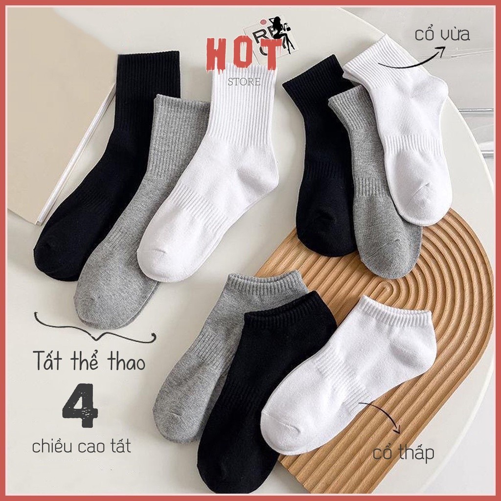 Tất vớ nam nữ phong cách thể thao dễ phối đồ, 4 chiều cao khác nhau - Hot Store