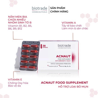  Viên uống BIOTRADE ACNAUT hỗ trợ giảm dầu, giảm mụn HỘP 30 VIÊN