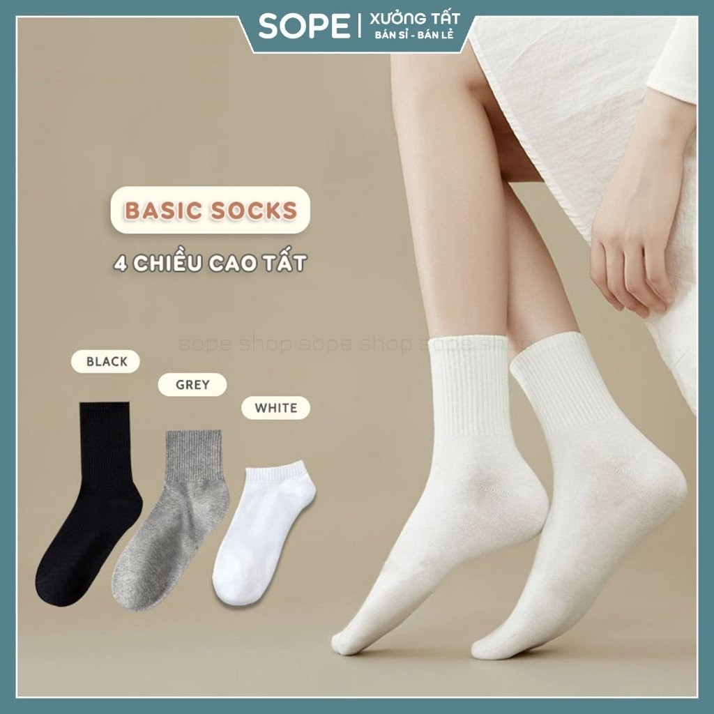 Tất thể thao nam nữ chất liệu vải Hàn co giãn 4 chiều, bộ sản phẩm vớ chống trơn trượt - Sope shop