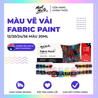  Bộ Màu Acrylic Vẽ Vải Fabric Paint Mont Marte Cao Cấp - 8 12 20 24 36 màu x Hũ 20ml 