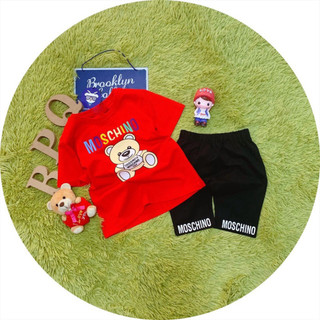 ơ Gía sỉ) (Gía sỉ) SÉT 3 đồ bộ bé gái tay ngắn quần lửng siêu cute hình gâu MOSCHINO cho bé 6-24kg.-BG15. Chân thành cám
