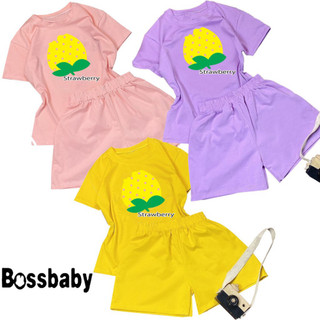 ơ Gía sỉ) (Giá Sale ) Combo 3 Bộ đồ trẻ em quả dâu màu vàng cho bé ,bộ bé gái từ 6kg-29kg.BDBG36. .
