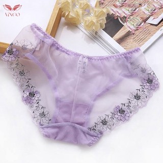 Quần Lót Nữ Rosann VINGO Viền Hoa Cao Cấp mỏng xuyên thấu thêu mịn màng, gợi cảm VNGO Q44 - Q45 - Q46 - Q50