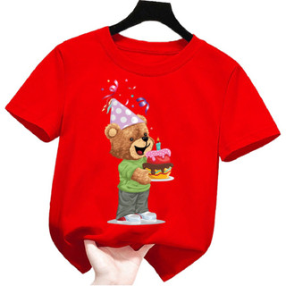 ơ Gía sỉ) Áo thun trẻ em be trai bé gái hình gấubánh sinh nhật cho bé từ 6kg đen 30kg.G3.