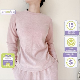 Áo giữ nhiệt nữ Choobe cổ tròn đuôi tôm dài tay chất vải mềm mại kiểu dáng nhún eo vạt bầu phong cách năng động A126