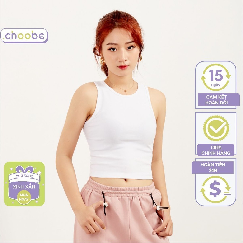 Áo croptop nữ Choobe sát nách ba lỗ thun không tay kiểu ôm body tank top vải cotton co giãn tốt A17 | BigBuy360 - bigbuy360.vn