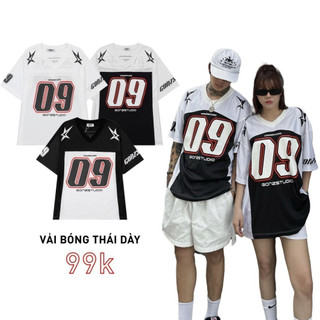 Áo Thun NỮ Số 09, ÁO PHÔNG SỐ 09 Chất Liệu Cổ Tym Cotton Form Rộng OverSize Áo Thun Phối Bóng Rổ Karants Local Brand A09