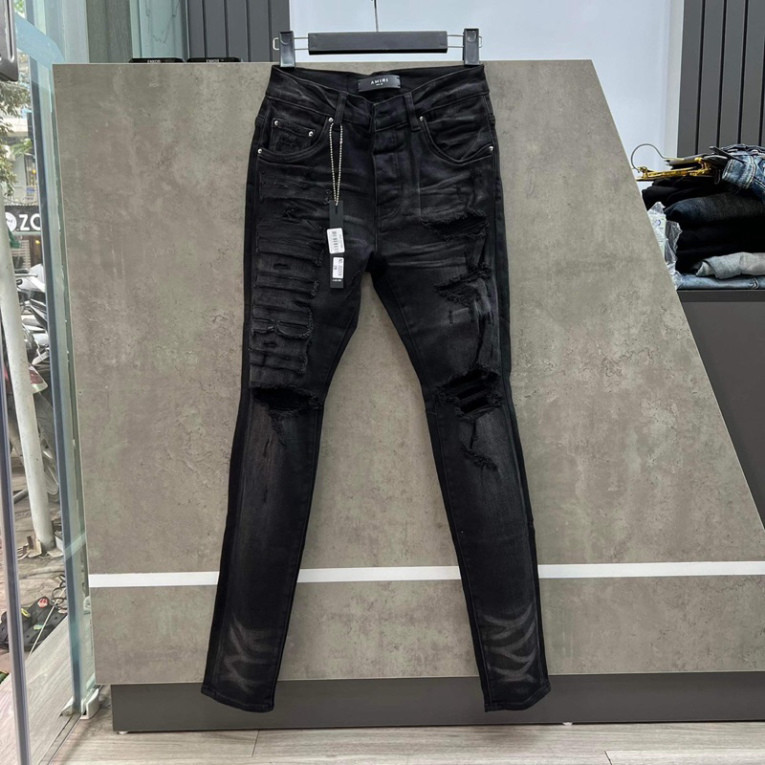 Quần jeans Amiri chữ đùi thêu likeauth 4 cúc chuẩn loại 1 800k