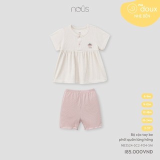 NOUS - Bộ cộc tay be phối quần lửng hồng - Nu Doux -6M 9M 12M 18M  2Y - SS24.T5A