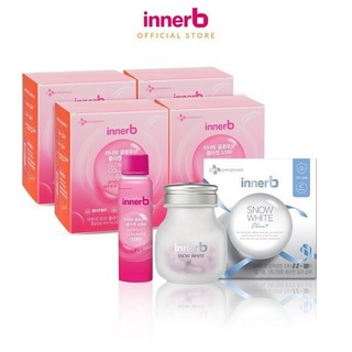 Combo 4 Hộp 6 chai nước uống Collagen InnerB Glowshot và Thực phẩm bảo vệ sức khỏe InnerB Snow White 70 viên