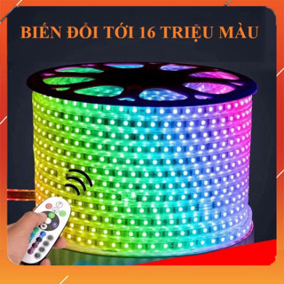 DÂY ĐÈN 5050 ĐỔI MÀU ( RGB ) 60 BÓNG / 5 MÉT BỌC NHỰA CHỐNG NƯỚC SỬ DỤNG TRANG TRÍ NHÀ CỬA , HẮT TRẦN , LỄ HỘI ..