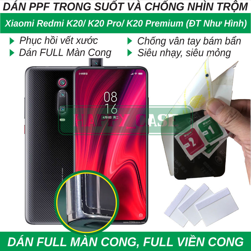 Dán dẻo PPF cho Xiaomi Redmi K20/ K20 Pro/ K20 Premium (trong suốt và chống nhìn trộm) Full keo màn 