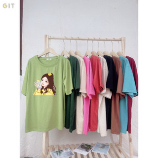 Áo phông Cotton hàn (Hàng Loại 1) in hình Cô gái mặc áo vàng, áo nữ from rộng, chất đẹp, mặc mát -DVGIT