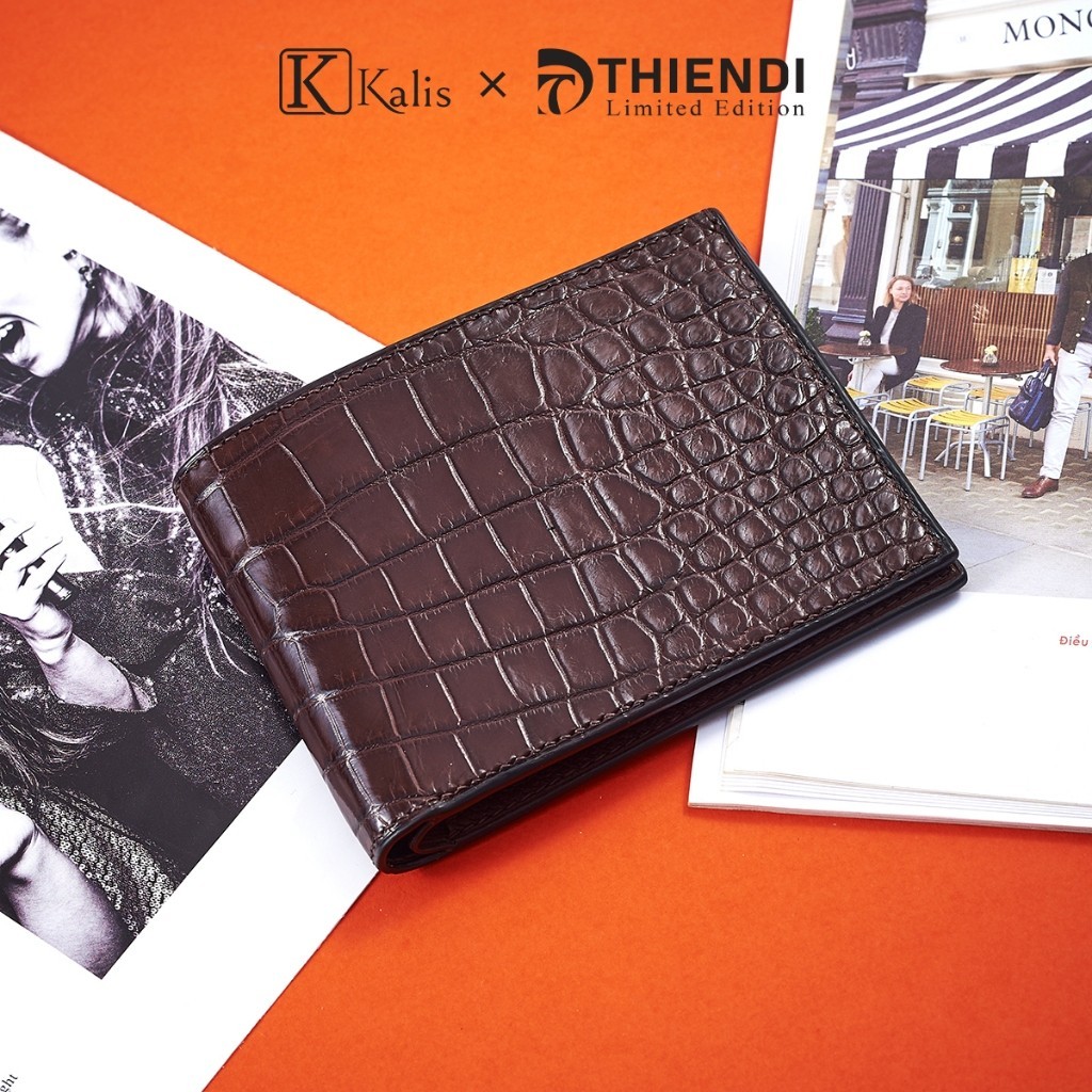 Ví Nam Da Cá Sấu Thật Cao Cấp Hàng Hiệu KALIS x Thiendi Chính Hãng WABN02 FULLBOX Bóp Ví Da Nam Cá Sấu Có Bảo Hành