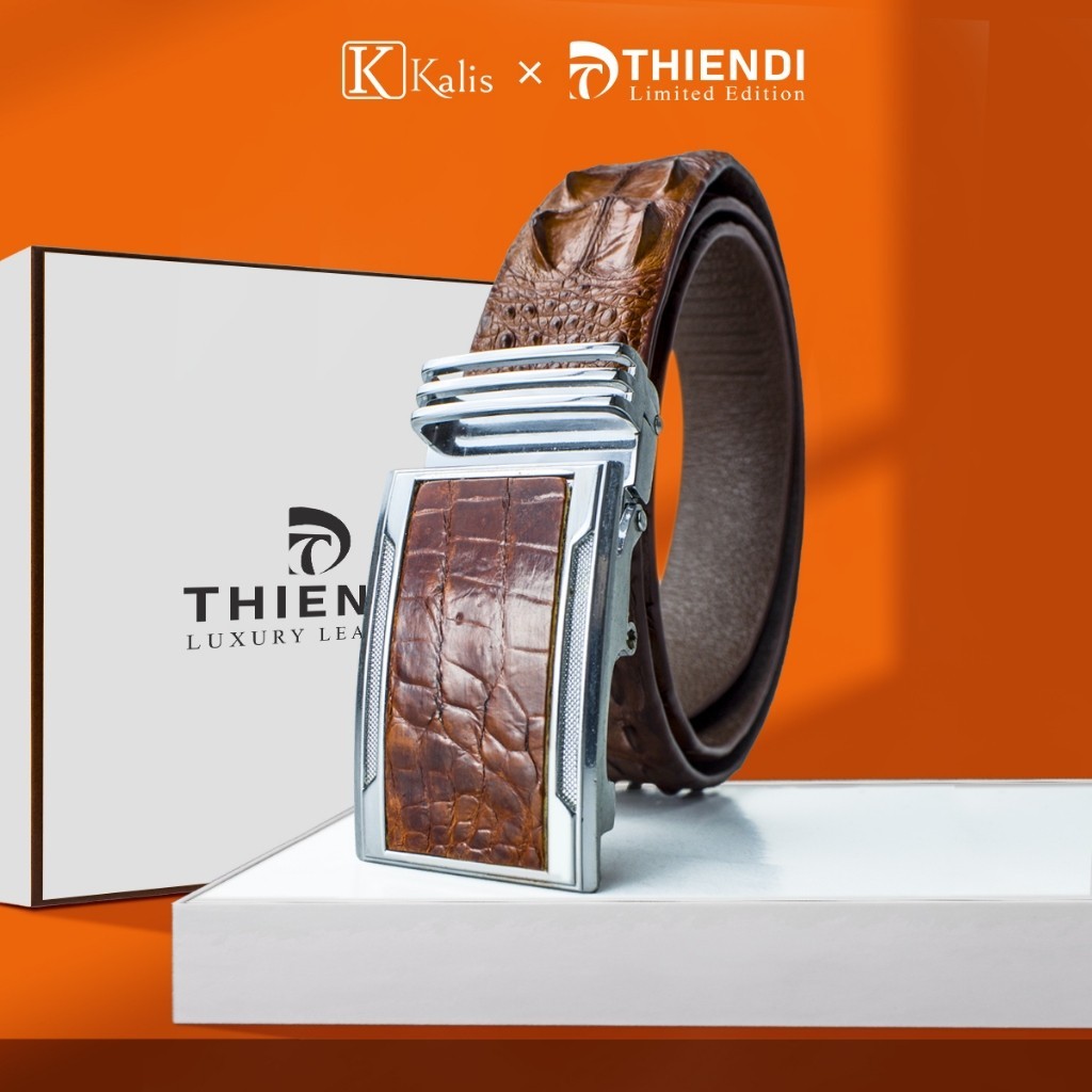 Thắt lưng cá sấu cao cấp hàng hiệu Kalis x Thiendi Dây nịt nịch thắt lưng nam da cá sấu thật full box có bảo hành