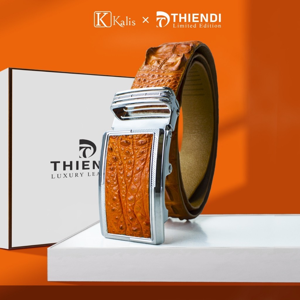 Dây lưng da cá sấu cao cấp hàng hiệu Kalis x Thiendi Dây nịt nịch thắt lưng nam da cá sấu thật full box có bảo hành
