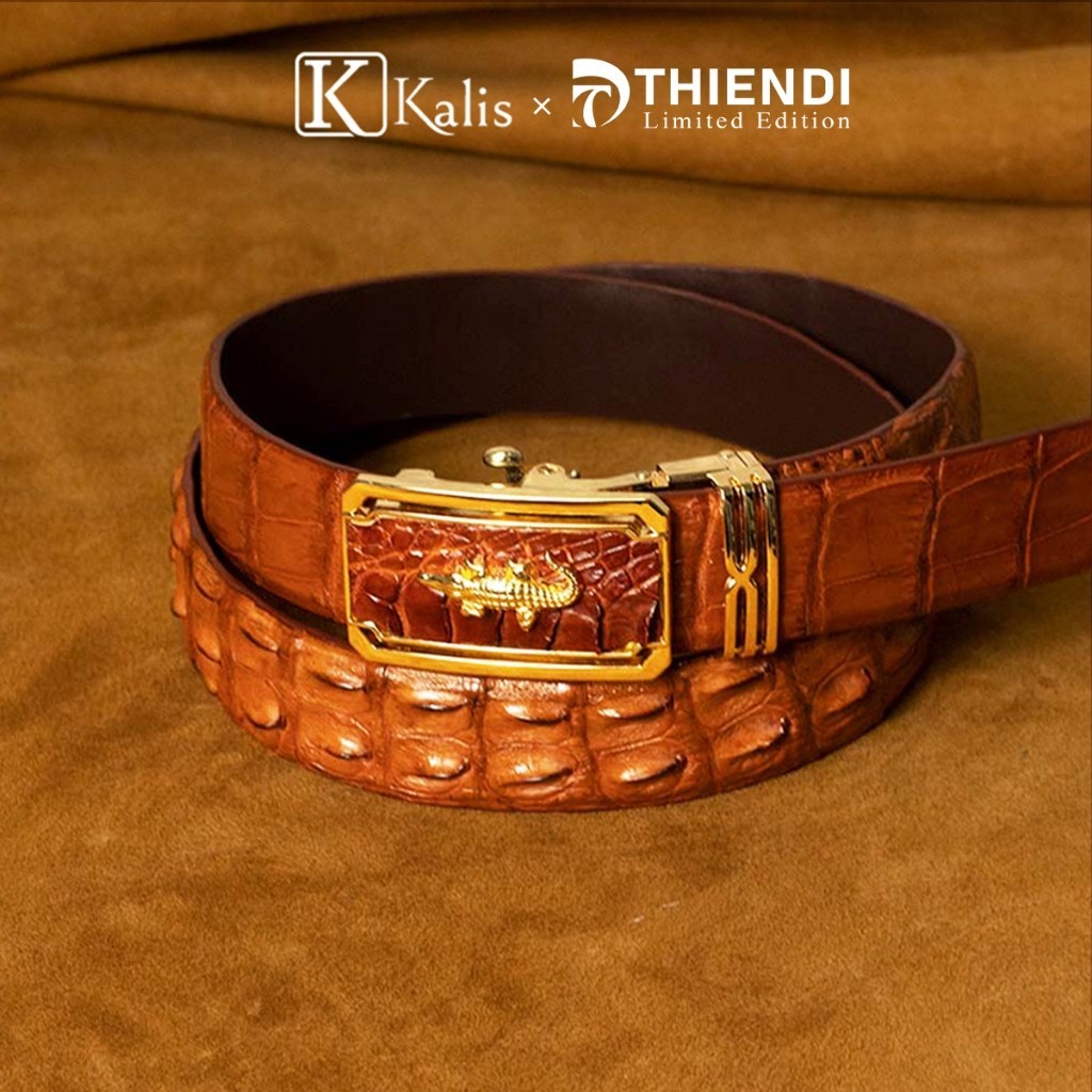 Thắt lưng cá sấu nam cao cấp hàng hiệu Kalis x Thiendi BALT3 Dây nịt nịch thắt lưng nam da cá sấu thật Fullbox