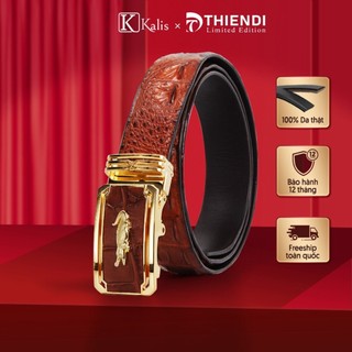 Thắt lưng cá sấu nam cao cấp hàng hiệu Kalis x Thiendi BARL1 Dây nịt nịch thắt lưng nam da cá sấu thật Fullbox