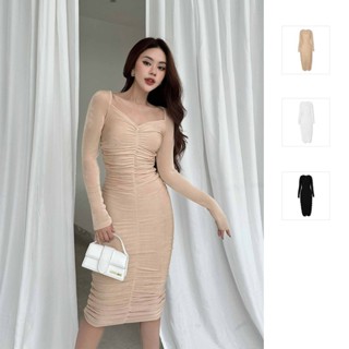 Đầm Dài Nữ Full Ruffle Long Sleeves , Chất Vải Thun Ánh Kim Thoải Mái , WDD028 , SOMEHOW