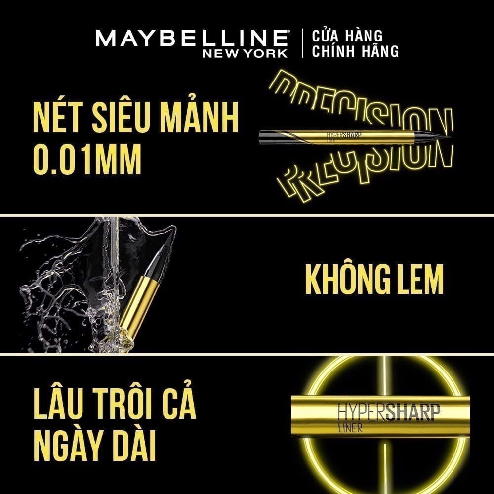Bút Kẻ Mắt Nước Maybelline Hyper Sharp Extreme Liner #BK-1 Ultra Black Đen 0,4Gr