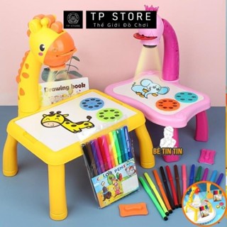Bàn vẽ hươu có đèn chiếu sáng cho bé sáng tạo thông minh , Bàn vẽ hươu cao cổ có máy chiếu đa năng tiện ích TP Store