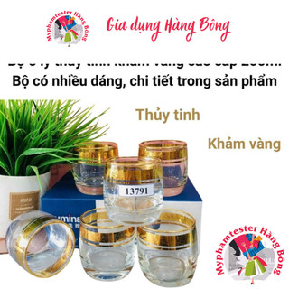 Bộ 6 ly thủy tinh khảm vàng cao cấp 200ml
