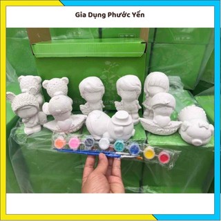 Bộ Tô Tượng Thạch Cao 10 Hình Tặng Kèm Khay Màu Và Bút Vẽ - Đồ chơi thông minh cho bé