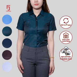 Áo sơ mi nữ công sở sợi tre thiết kế ngắn tay nhiều màu Thái Hòa ASW0301-R17