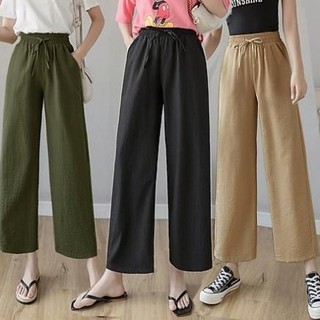 Quần suông ống rộng cullote lưng thun freesize, chất đũi dáng cực đẹp nhiều màu