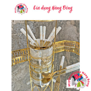 Giỏ sứ khung kim loại tổng hợp mạ vàng | lẵng sứ vân đá | giỏ sứ vân đá | hũ sứ vân đá kèm khung inox vàng gương , đồ gi
