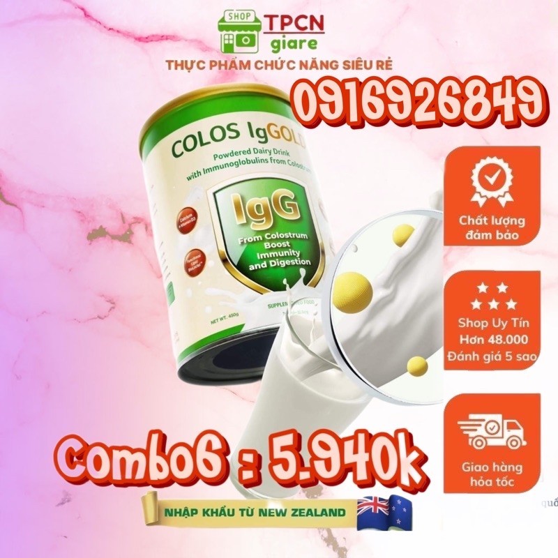 COMBO 6 Sữa non Colos IgGold - Alpha lipid New Zealand 450g.